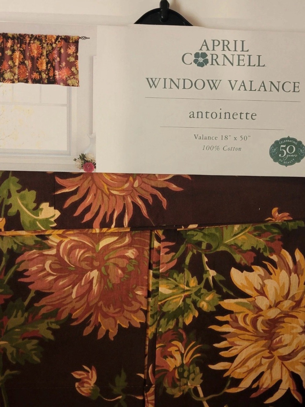 April Cornell Valance Curtain - Antoinette 100% Cotton 18x50" Rod Pocket Floral